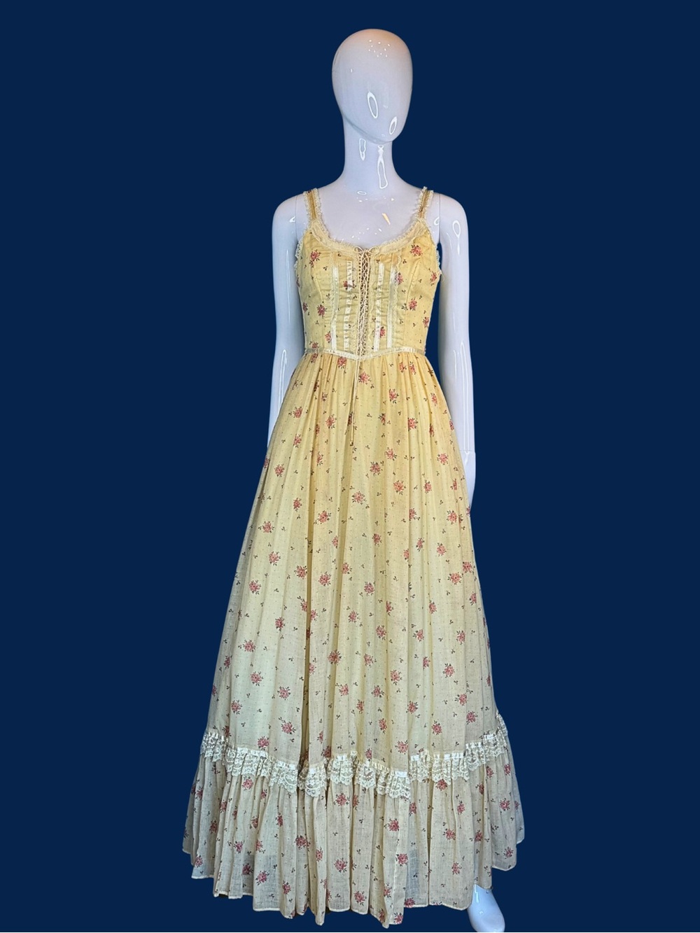 70s Cream Gunne Sax Shamash and Yofi Corset Prairie Dress / XS  / Deadstock - Picture 2 of 10